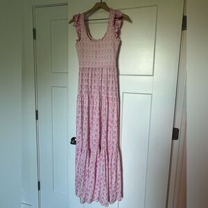 LoveShackFancy Pink Floral Maxi Dress